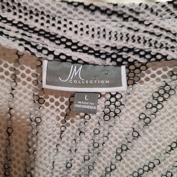 JM Collection Womens Black & White Mesh Swim Cover-Up Size L Made In Indonesia - Picture 3 of 3